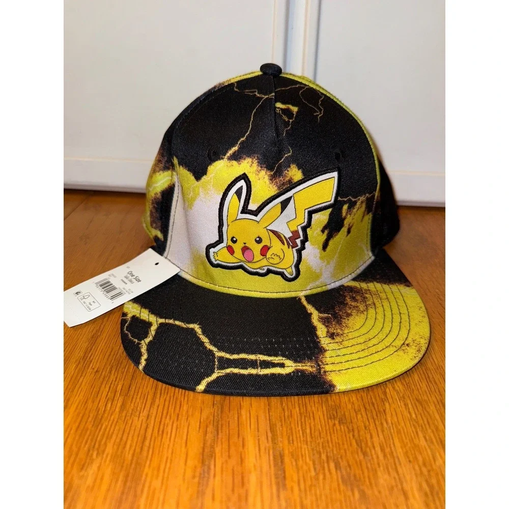 Pokemon‎ Pikachu Lightning Snapback Hat OSFM Yellow Black Adjustable